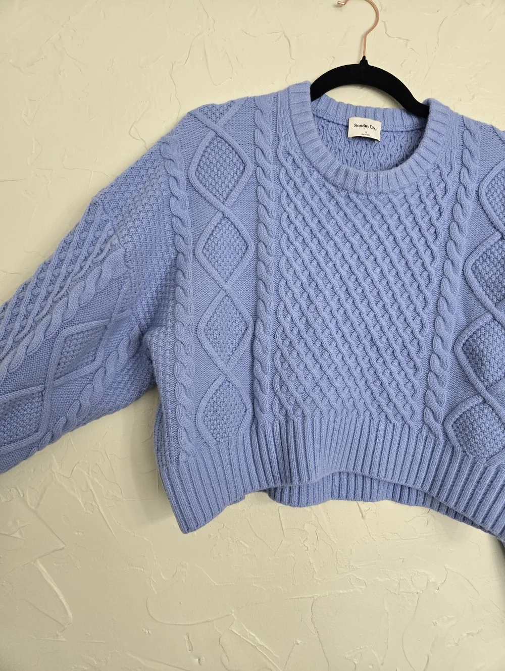 NWT Aritzia Sunday Best Wool Blend Cropped Chunky Peggy Sweater, S - Picture 5 of 12